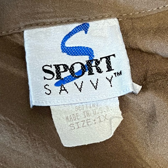 Vintage Abstract Print Zip Jacket With Drawstring Plus Size 1X - Picture 7 of 9